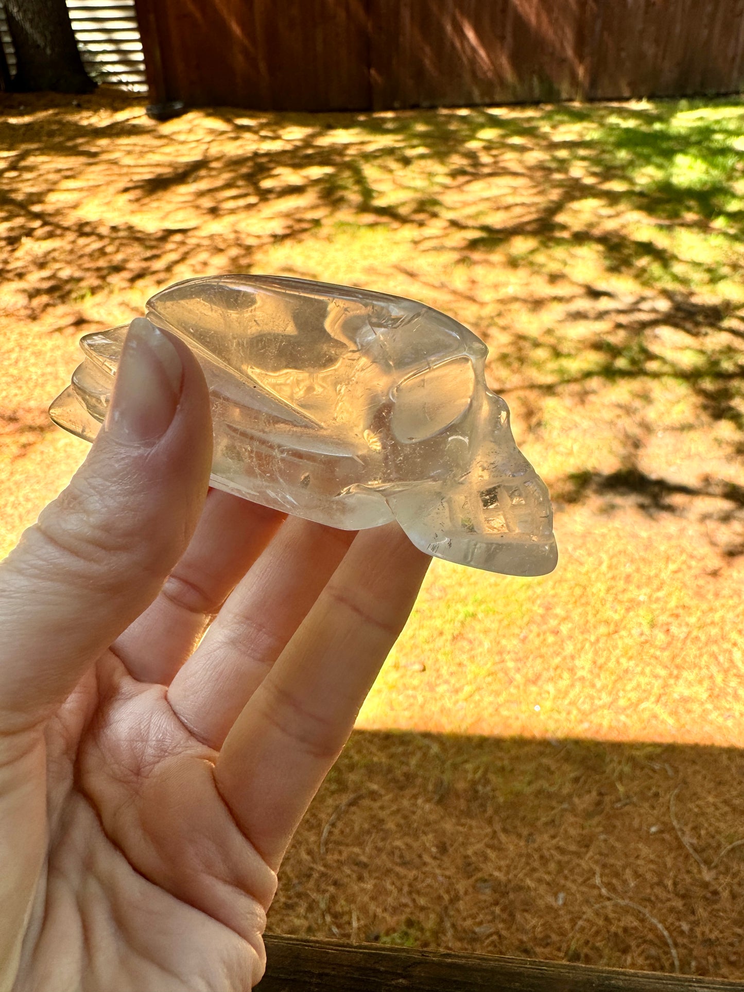 Natural Citrine Crazy Skull Carving - Natural Pale Citrine From Brazil