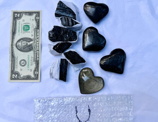 LOT U - Black Mix (Shungite, Gold Sheen Obsidian, Black Tourmaline)