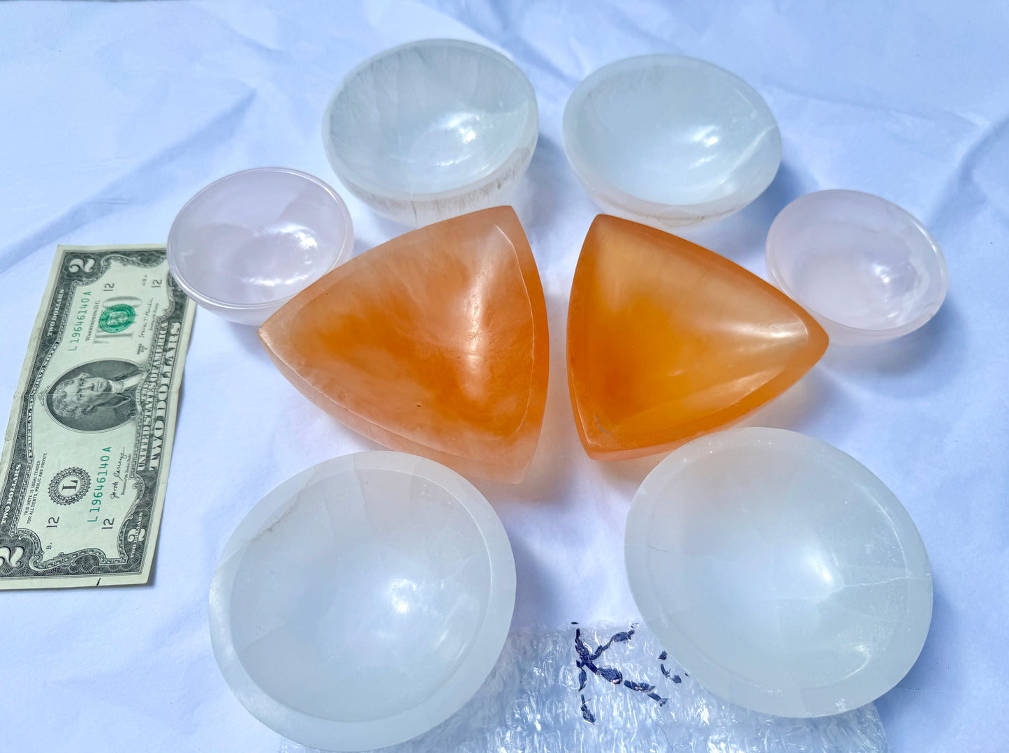 LOT K - Bowls (Selenite, Pink Calcite)