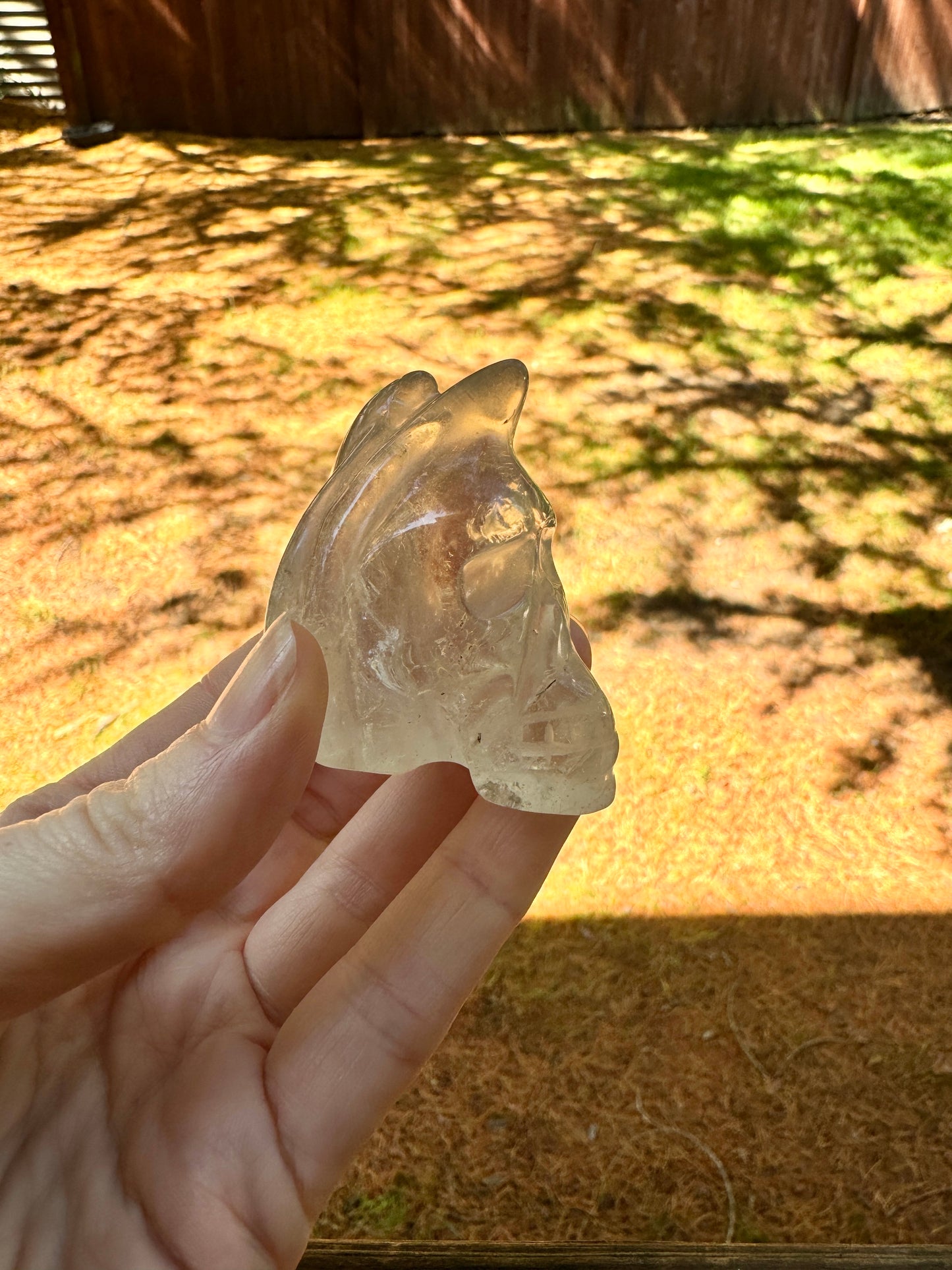 Natural Citrine Crazy Skull Carving - Natural Pale Citrine From Brazil