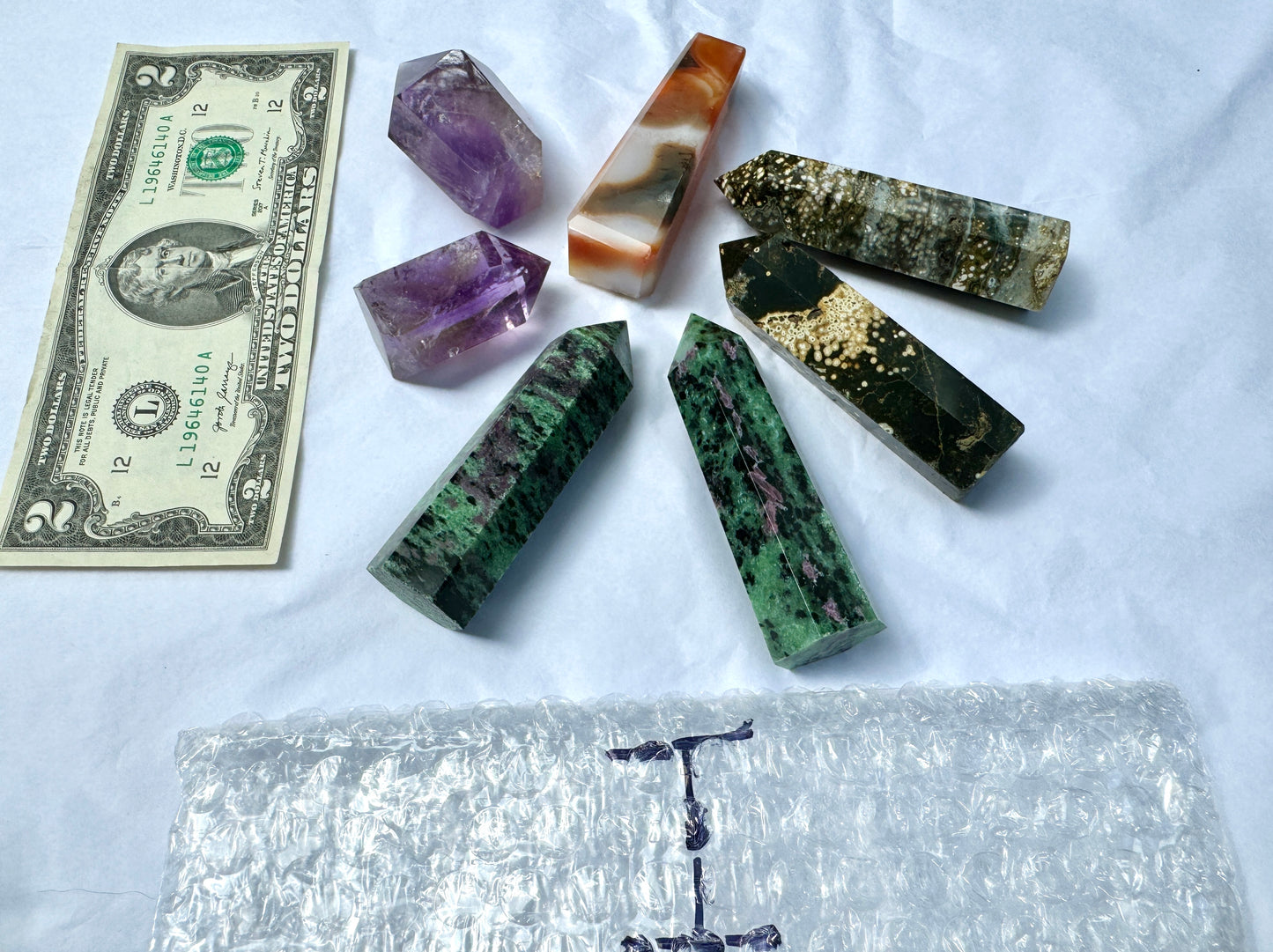 LOT I - Towers (Ruby Zoisite, Carnelian, Amethyst, Ocean Jasper)