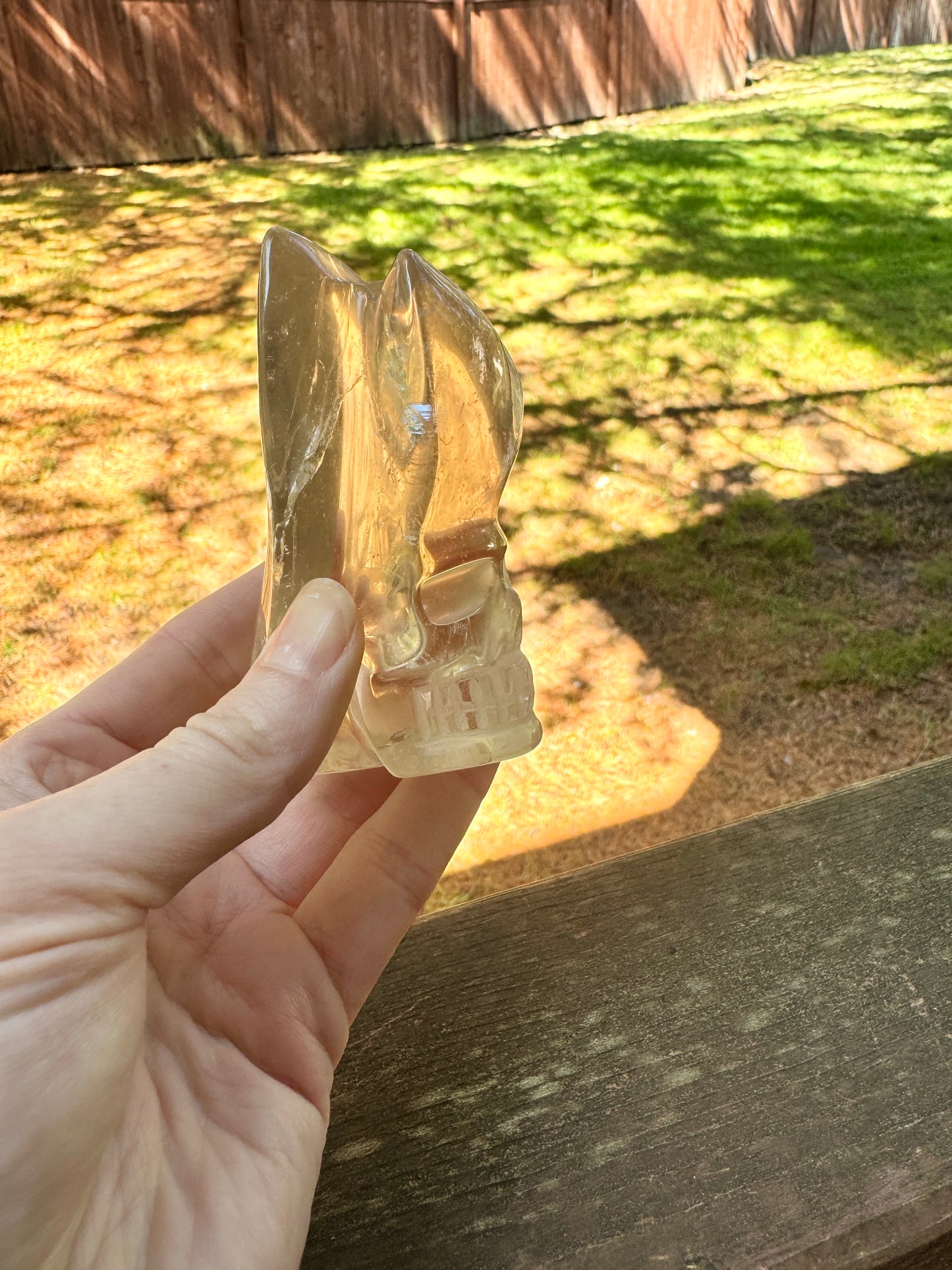 Natural Citrine Crazy Skull Carving - Natural Pale Citrine From Brazil