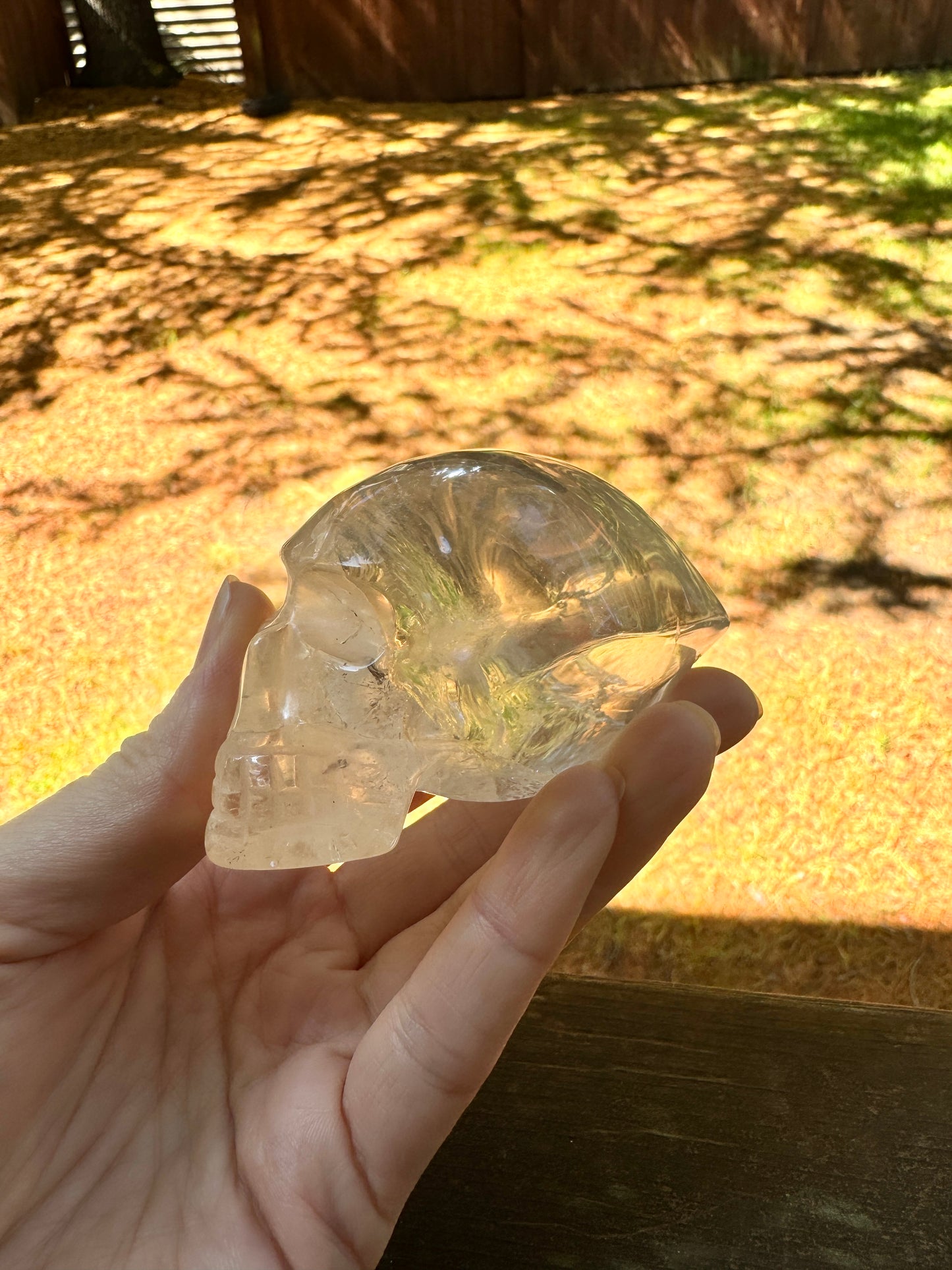 Natural Citrine Crazy Skull Carving - Natural Pale Citrine From Brazil