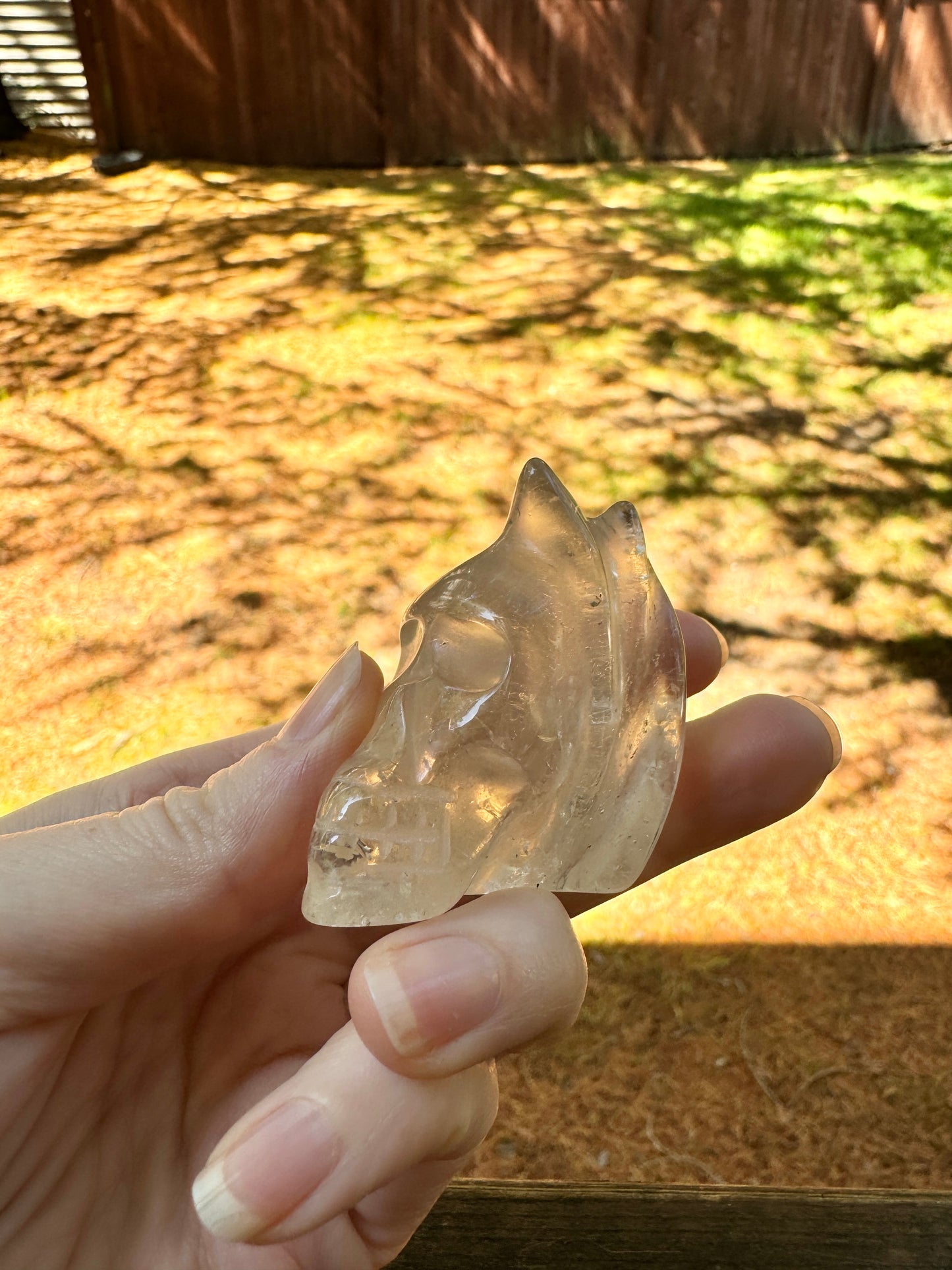 Natural Citrine Crazy Skull Carving - Natural Pale Citrine From Brazil