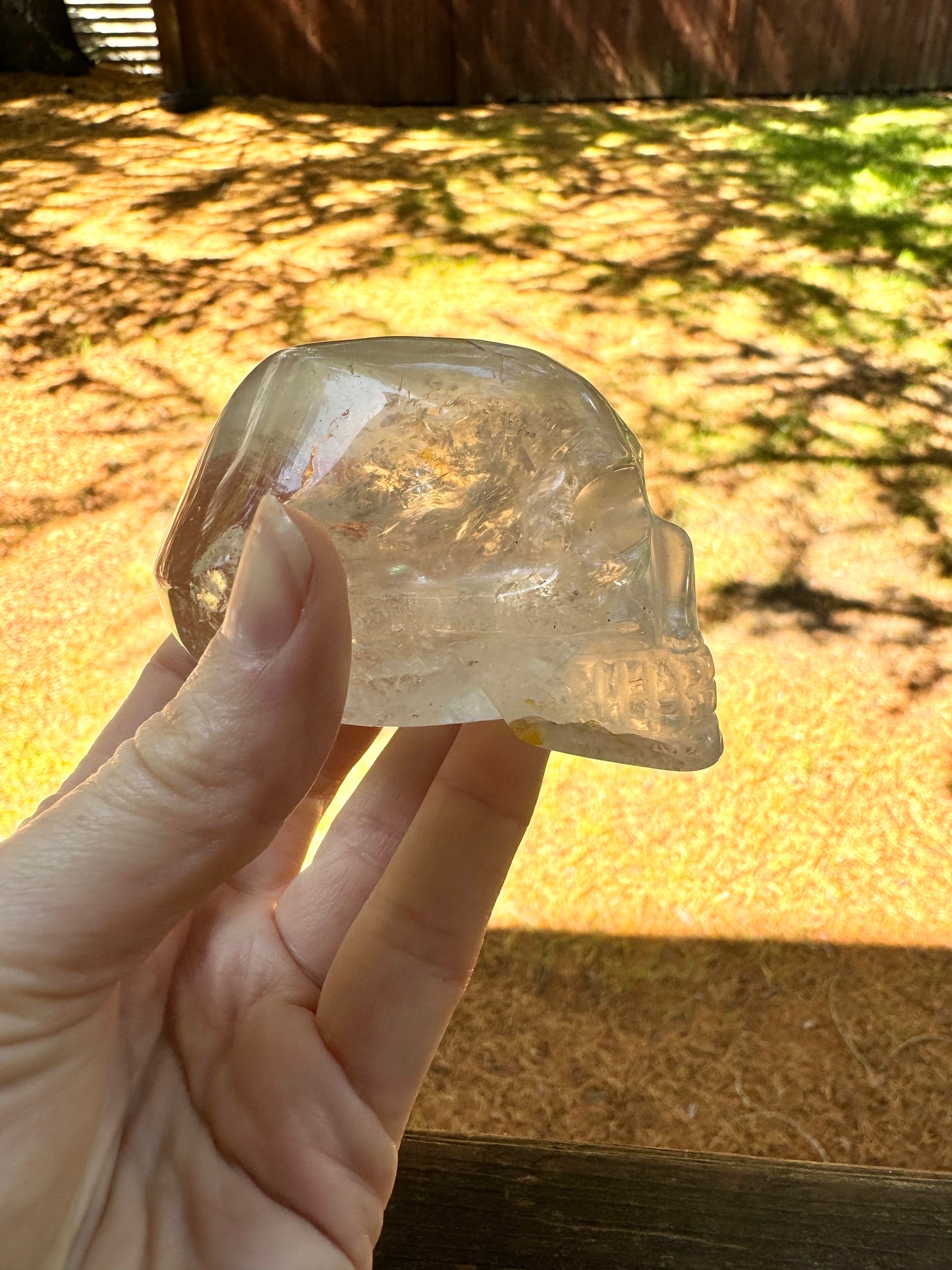 Natural Citrine Crazy Skull Carving - Natural Pale Citrine From Brazil