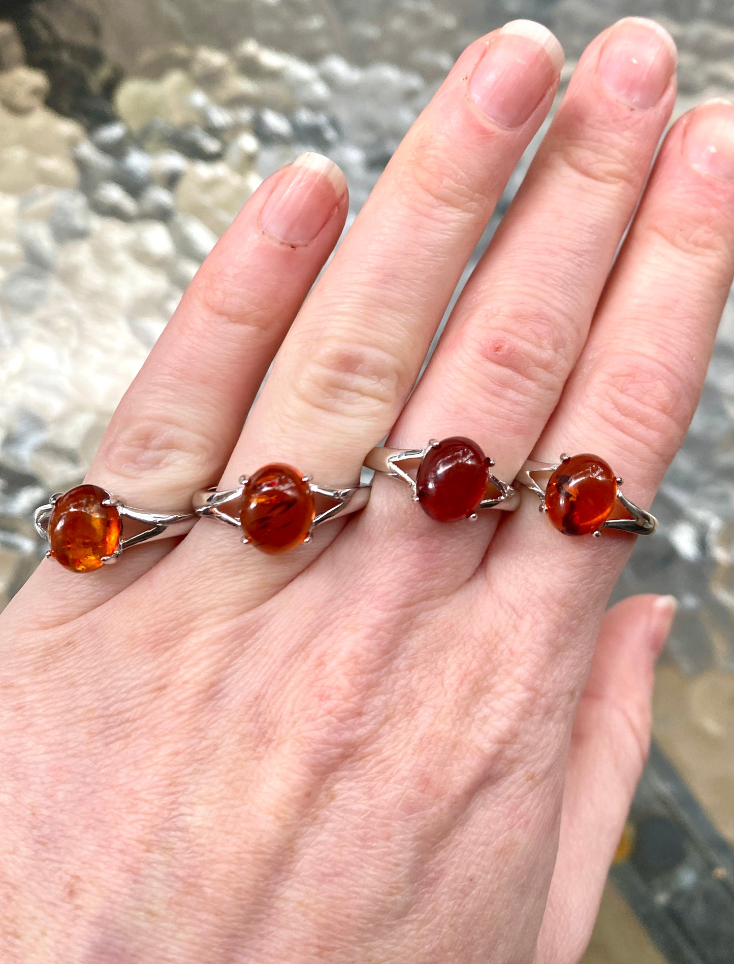 Baltic Amber Ring - Sterling Silver Adjustable