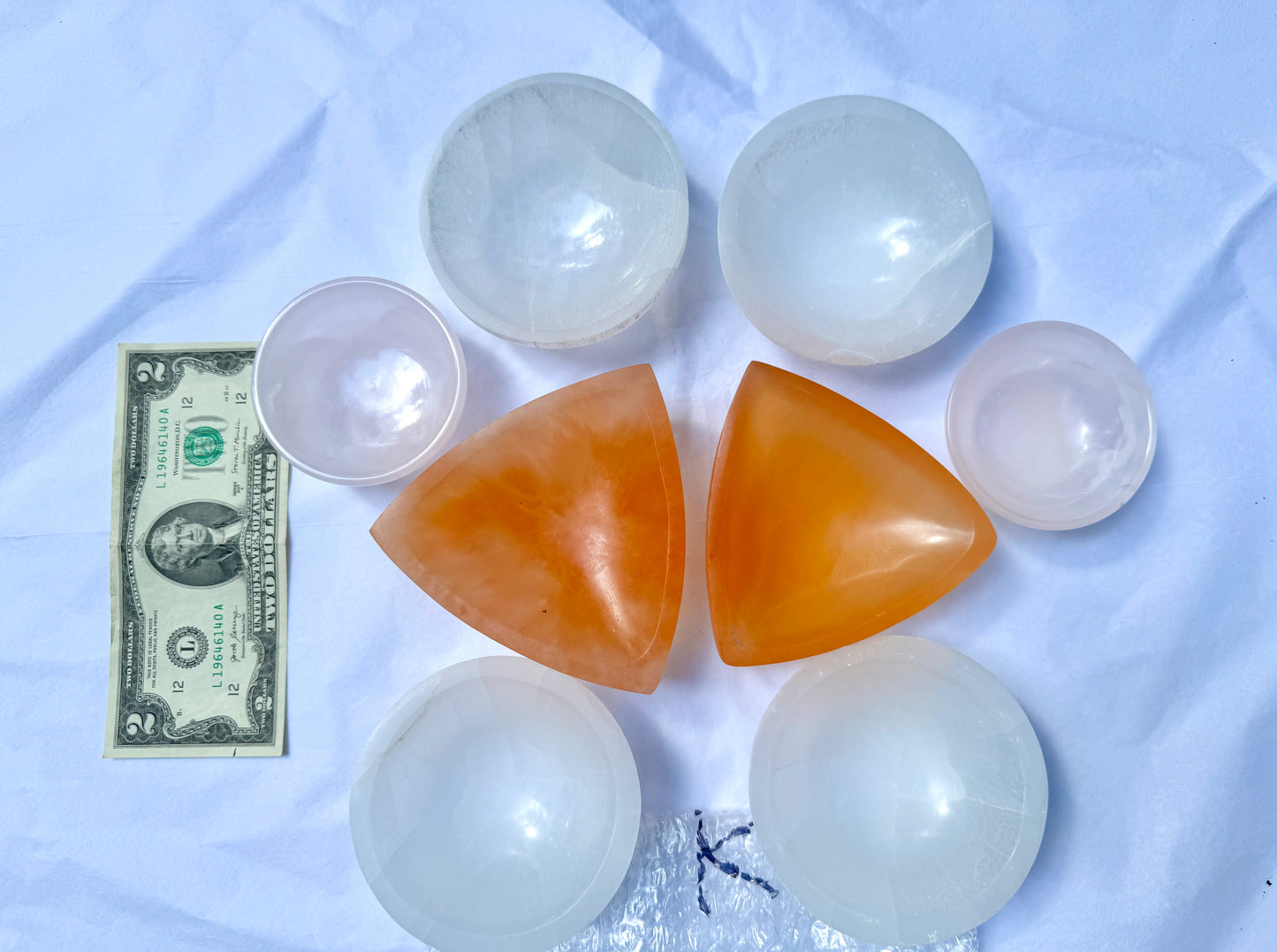 LOT K - Bowls (Selenite, Pink Calcite)