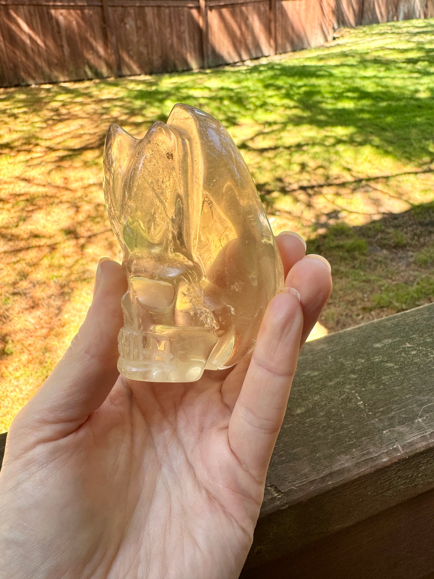 Natural Citrine Crazy Skull Carving - Natural Pale Citrine From Brazil