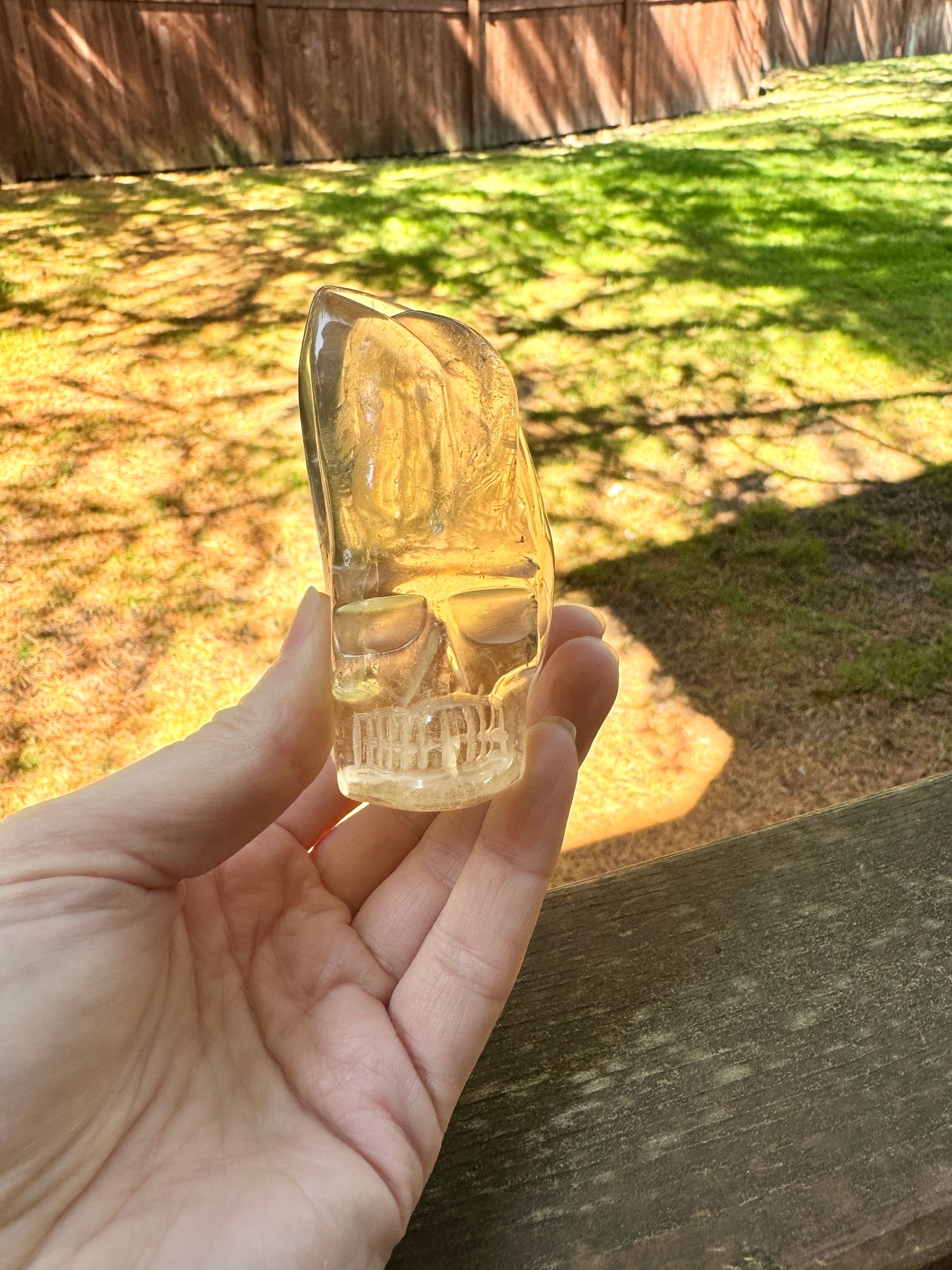 Natural Citrine Crazy Skull Carving - Natural Pale Citrine From Brazil