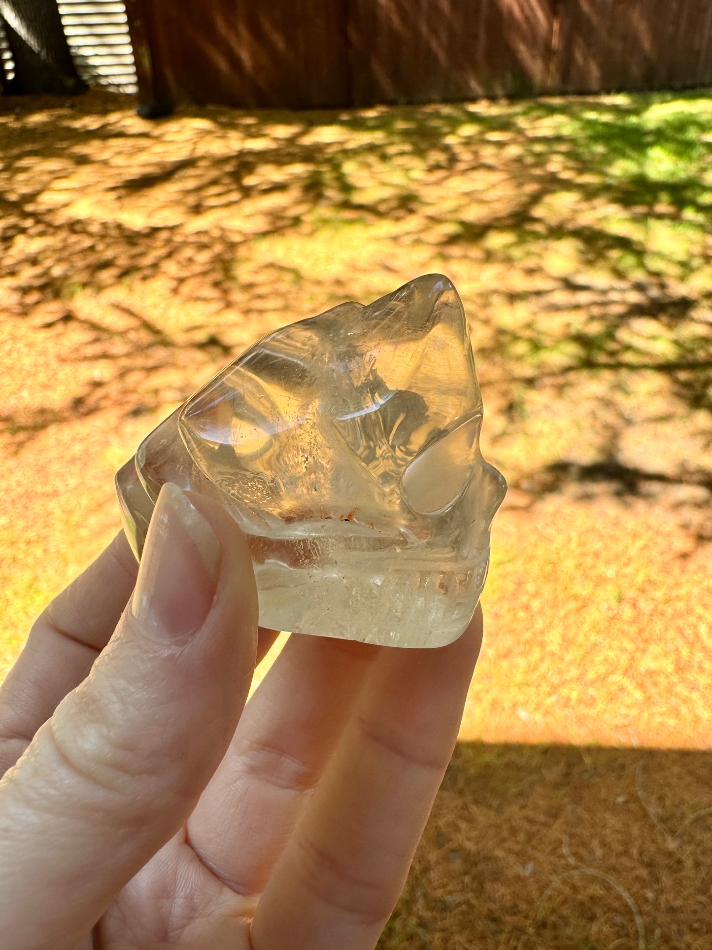 Natural Citrine Crazy Skull Carving - Natural Pale Citrine From Brazil