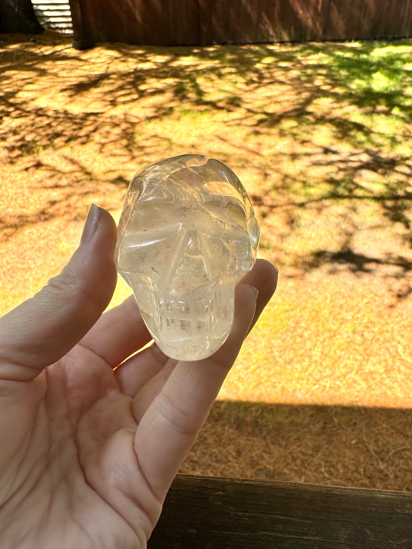 Natural Citrine Crazy Skull Carving - Natural Pale Citrine From Brazil