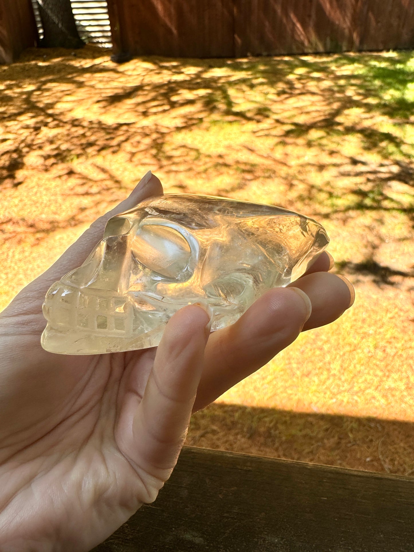 Natural Citrine Crazy Skull Carving - Natural Pale Citrine From Brazil