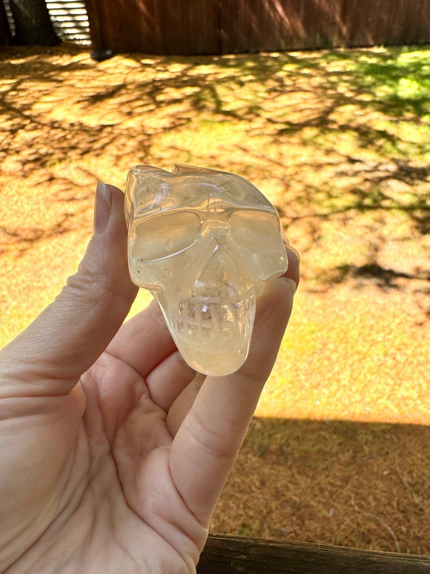 Natural Citrine Crazy Skull Carving - Natural Pale Citrine From Brazil