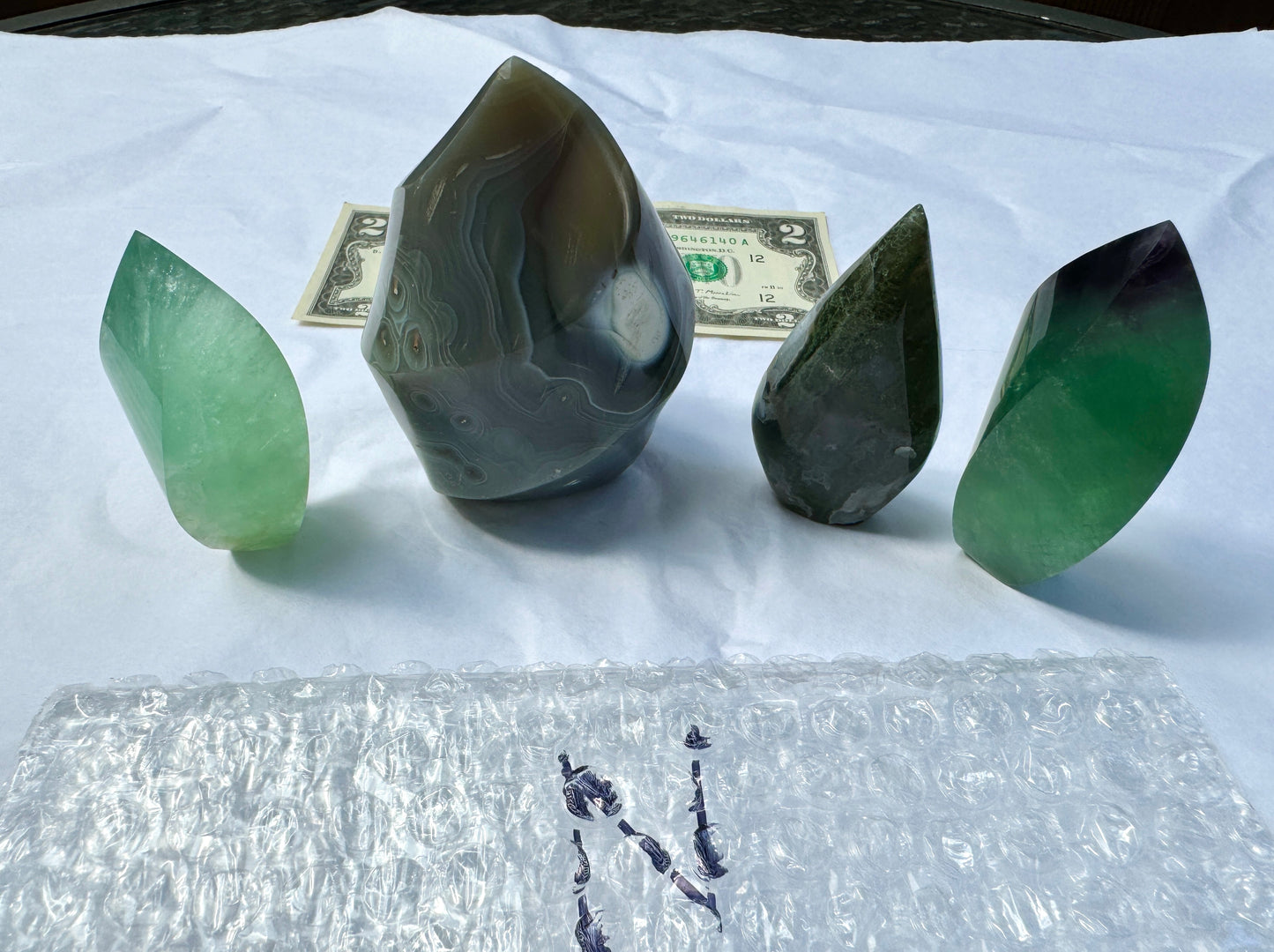 LOT N - Flames (Moss Agate, Green Fluorite, Orca Agate)