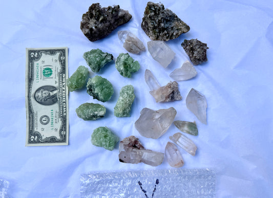 LOT V - Raw (Prehnite, Epidote, Himalayan Quartz)