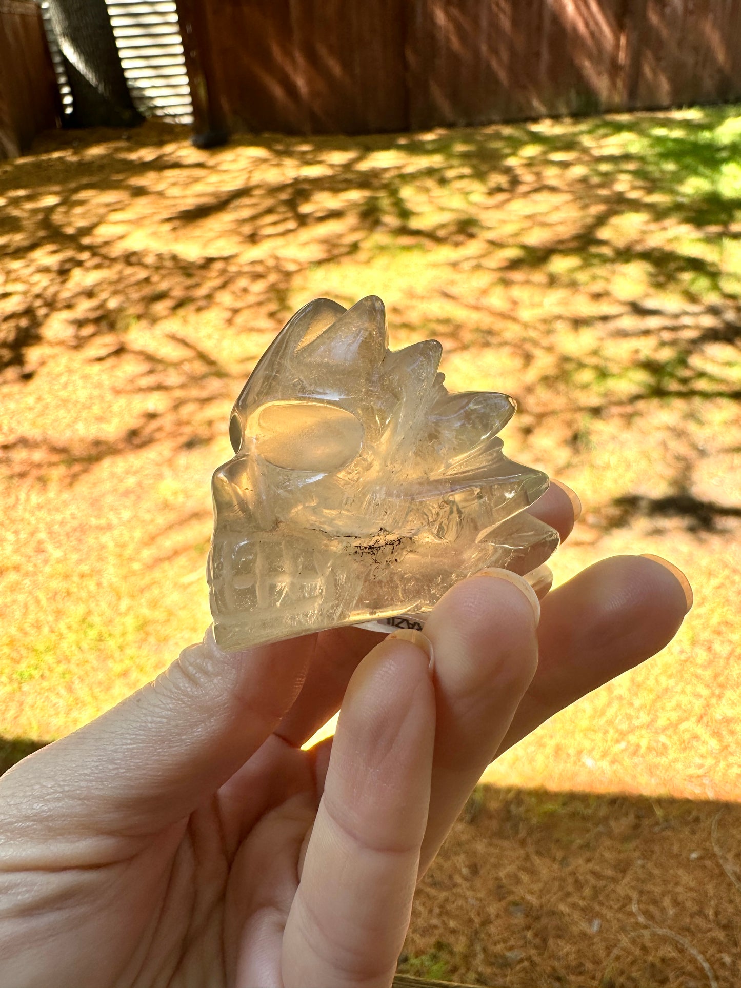 Natural Citrine Crazy Skull Carving - Natural Pale Citrine From Brazil