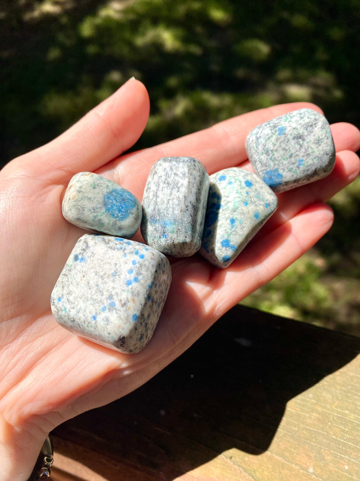 Tumbled K2 - Azurite in Granite