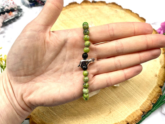 Chrysoprase Bracelet - Chrysoprase Black Onyx - Bracelet for Joy - Stretch Bracelet 6mm Beads