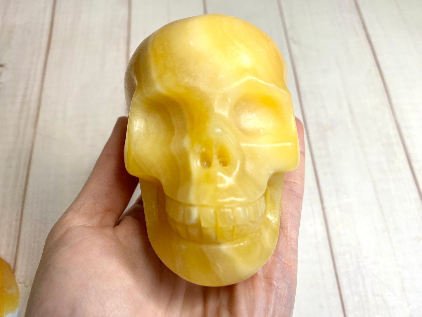Orange Calcite Skull Carving