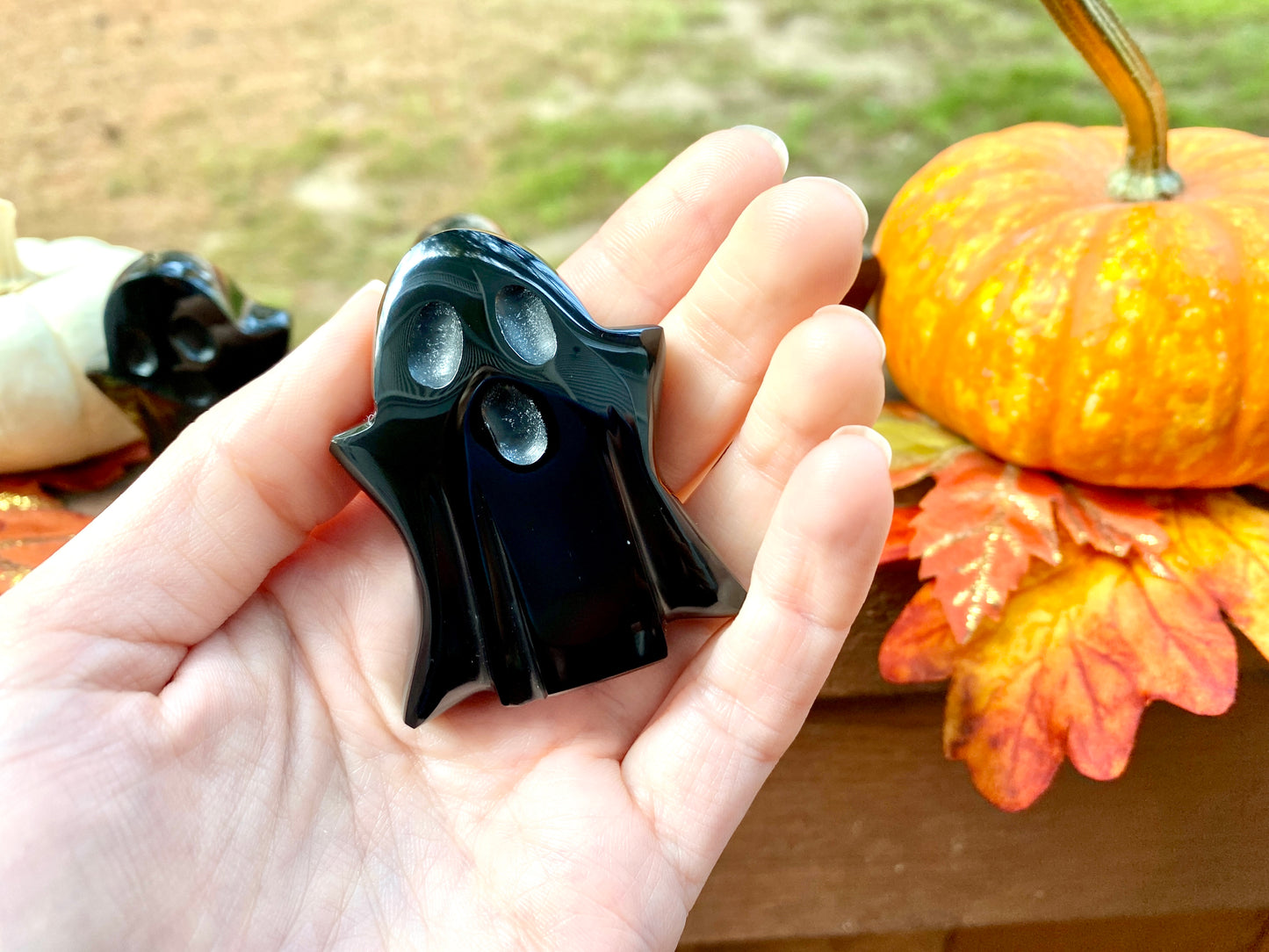 Obsidian Ghost Carving - Hand Carved in Mexico